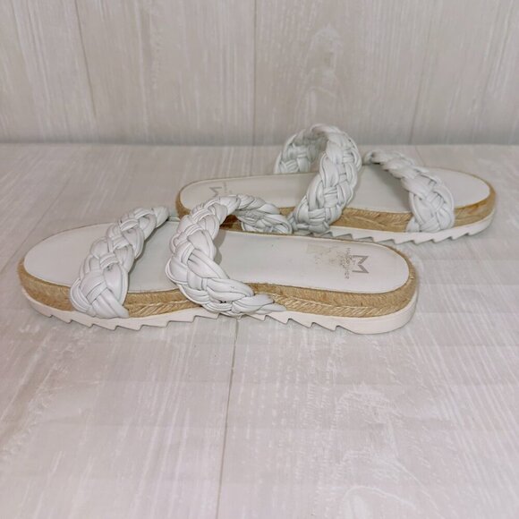 Marc Fisher Women's Jaimee White Braided Double Strap Slip On Espadrille Slides - Picture 4 of 8